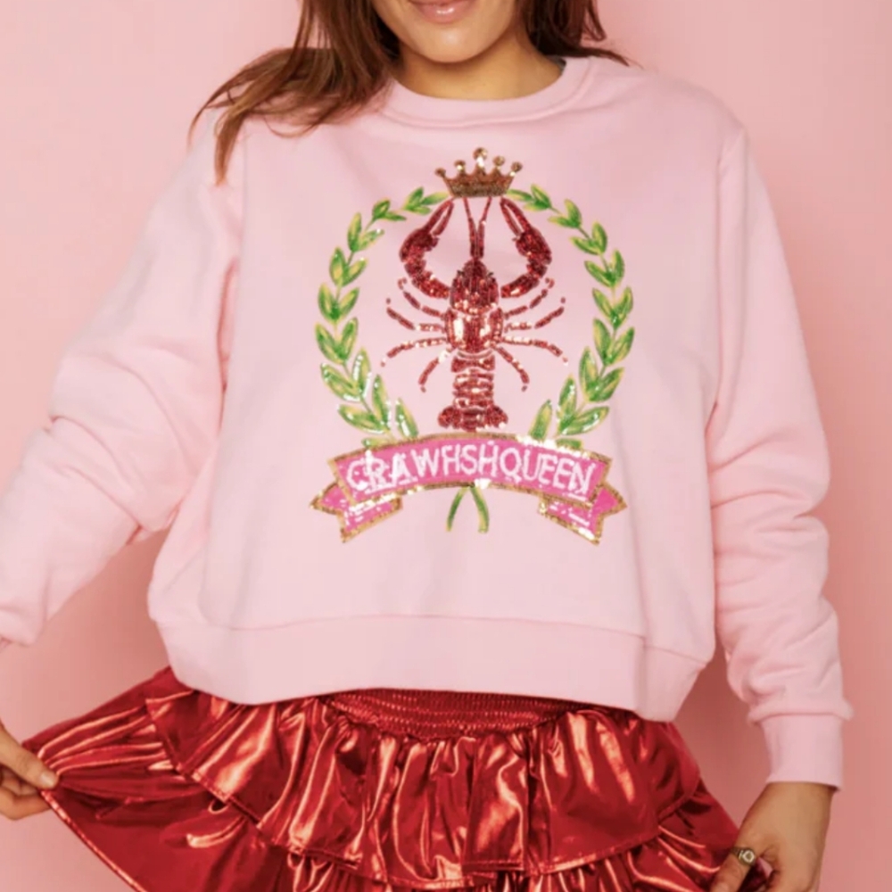 Queen of Sparkles Pink sweatshirt with Crawfish Queen